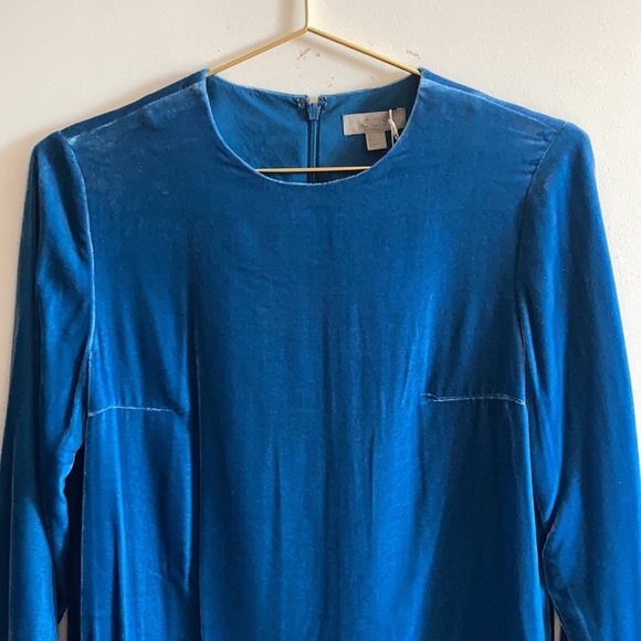 COS silk blend velvet long sleeve shift dress with pockets NWT - Picture 5 of 10